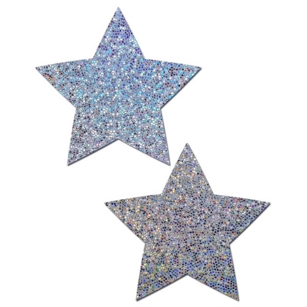 Pastease Silver Glitter Star Nipple Pasties